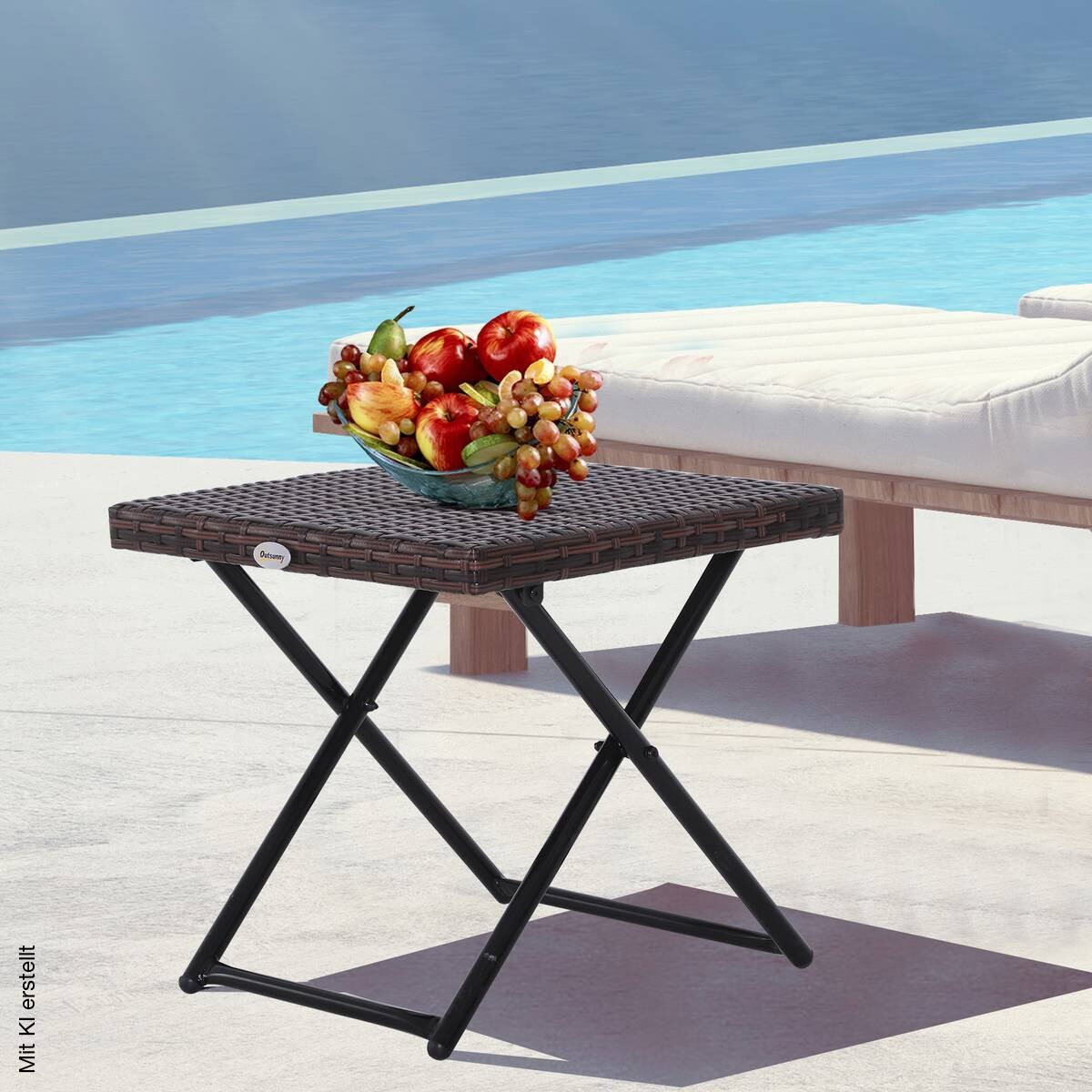 Outsunny Gartentisch braun Metall B/H/L: ca. 40x40x40 cm