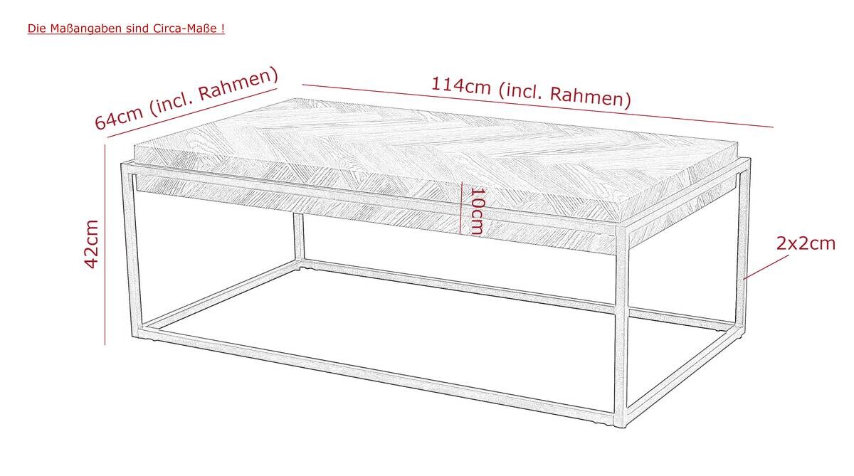 Couchtisch Carlos grau B/H/T: ca. 114x42x64 cm