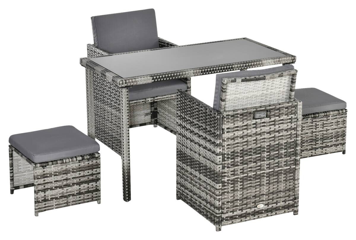Outsunny Sitzgruppe grau Glas B/H/L: ca. 60x120x72 cm