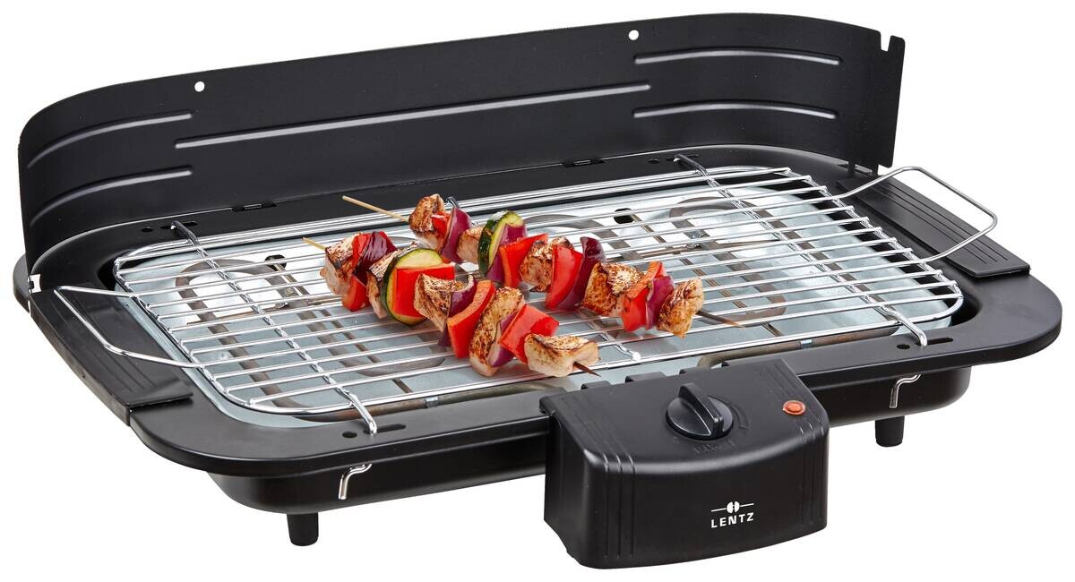 LENTZ Barbeque-Grill schwarz Edelstahl Metall B/L: ca. 22x38 cm