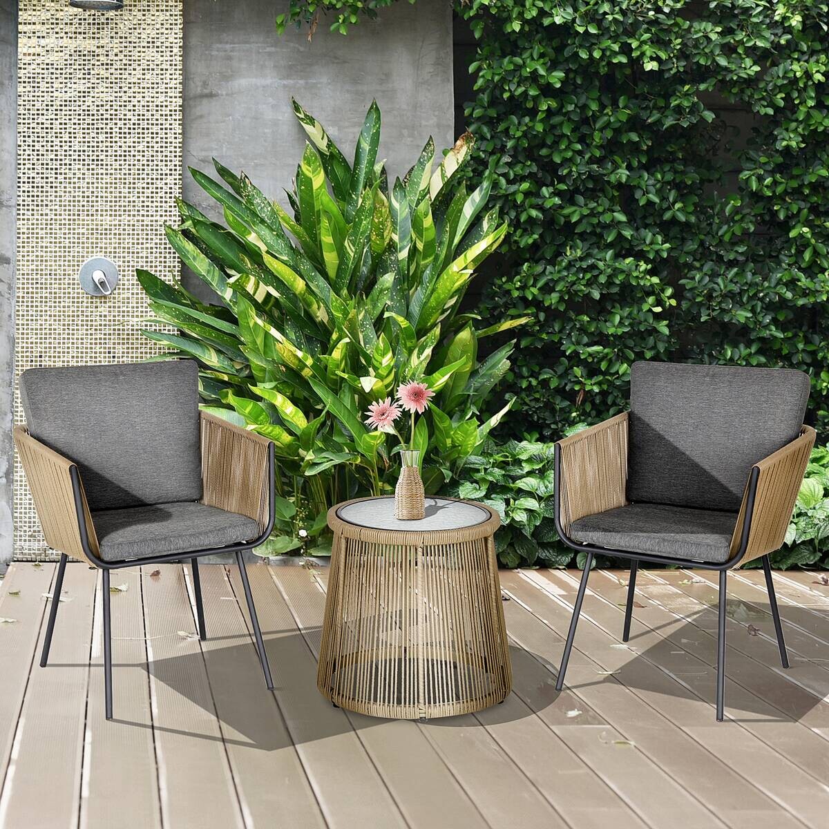 Outsunny Sitzgruppe grau Polyester B/H/L: ca. 60x60x67 cm