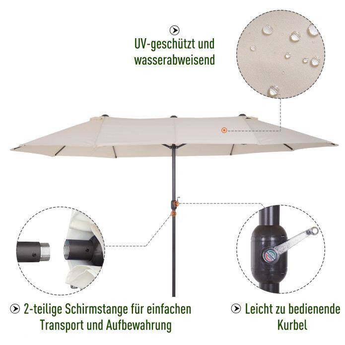 Outsunny Marktschirm creme Metall B/H/L: ca. 270x240x460 cm