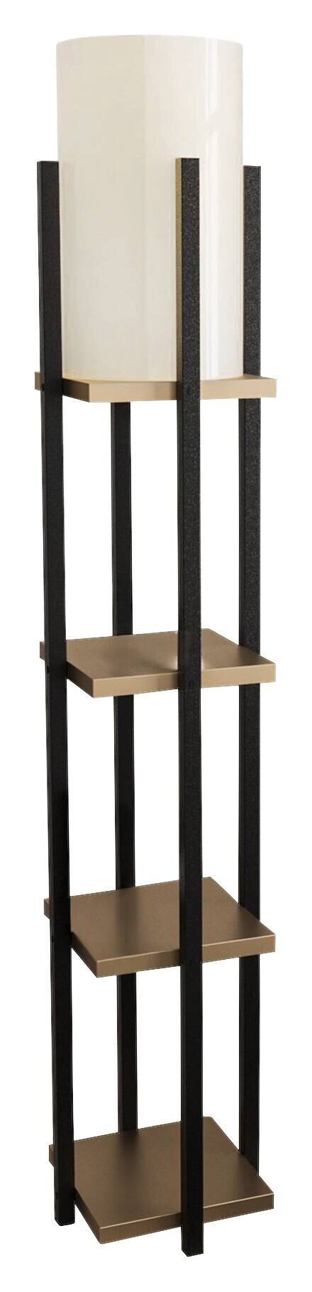 Opviq Stehleuchte gold schwarz Stoff B/H/T/L/D: ca. 25x130x25x25x25 cm E27 1 Brennstellen