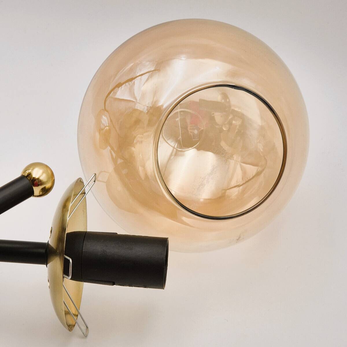 Lamkur Deckenleuchte Malena schwarz gold Glas Holz Kunststoff H/L: ca. 19x39 cm E14 3 Brennstellen