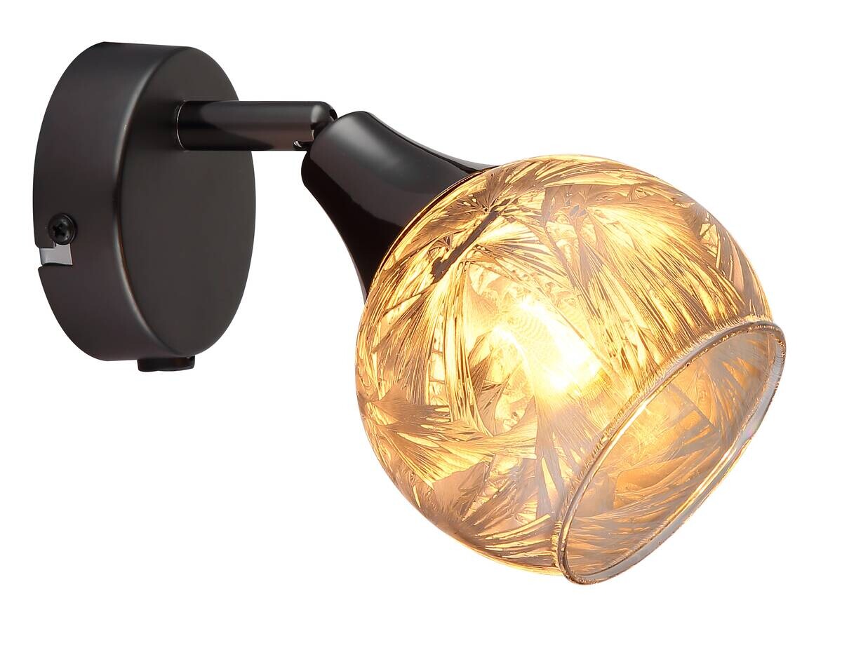 GLOBO Strahler schwarz Chrom Metall Glas B/H/L: ca. 12x14,5x14 cm E14 1 Brennstellen
