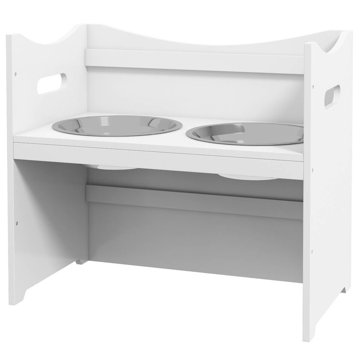 PawHut Futterstation weiß Edelstahl B/H/L: ca. 31,5x47x54 cm