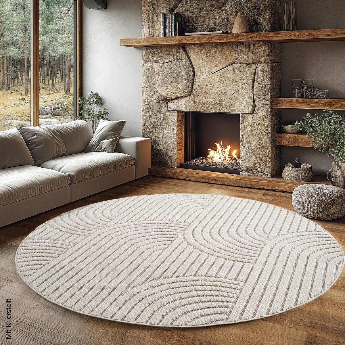 Ayyildiz Kurzflorteppich HELIX creme B/H/L: ca. 200x0,7x200 cm
