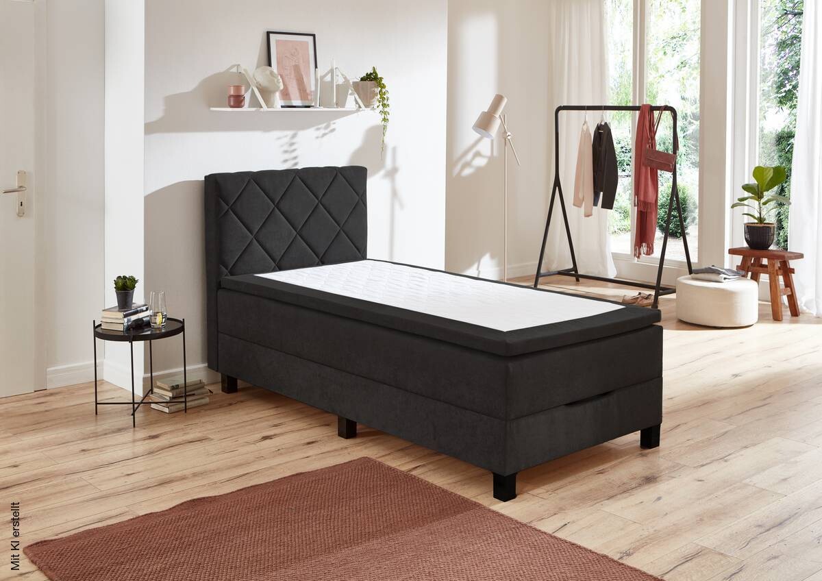 Boxspringbett Jeff schwarz Liegefläche B/L: ca. 100x200 cm