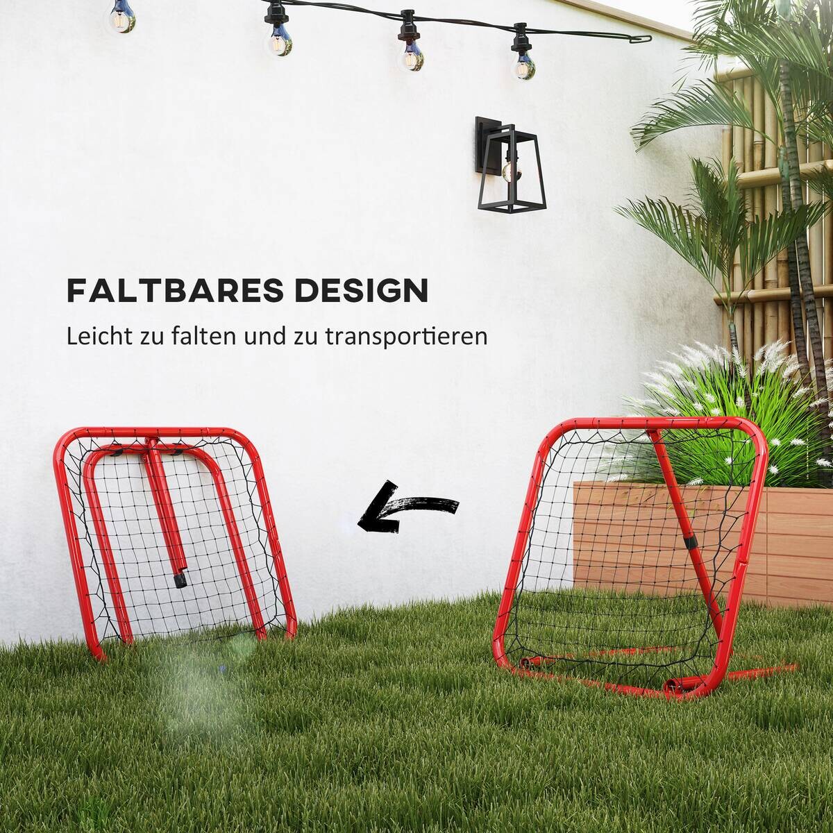 HOMCOM Fußball Rebounder rot Polyethylen B/H/L: ca. 84x75x78 cm