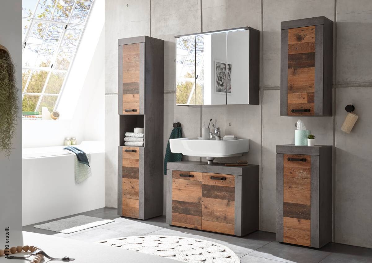 Hängeschrank Indiana Beton dunkel Optik Old Wood Nachbildung B/H/T: ca. 36x79x23 cm