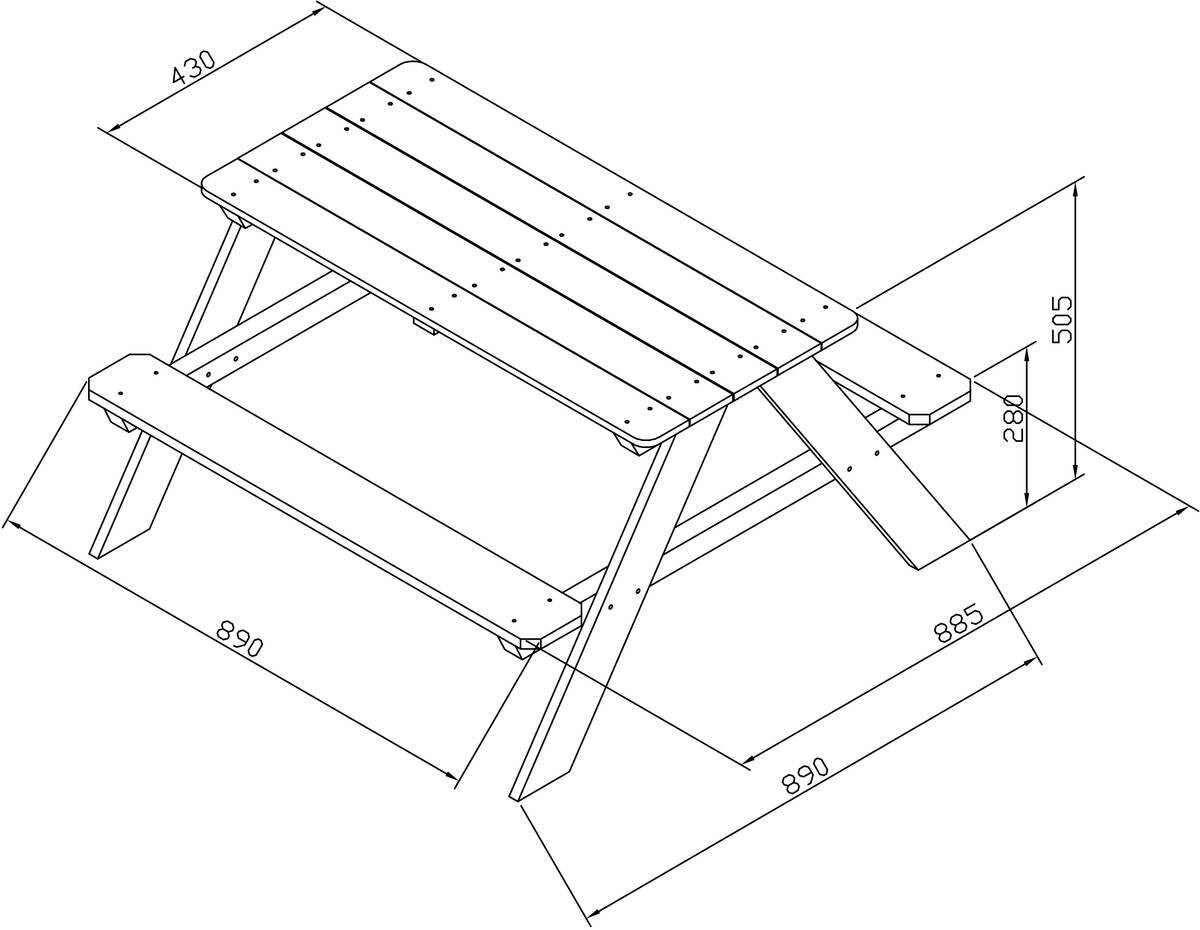 Sunny Kinder-Picknicktisch Dave rotbraun B/H/L: ca. 89x50x89 cm