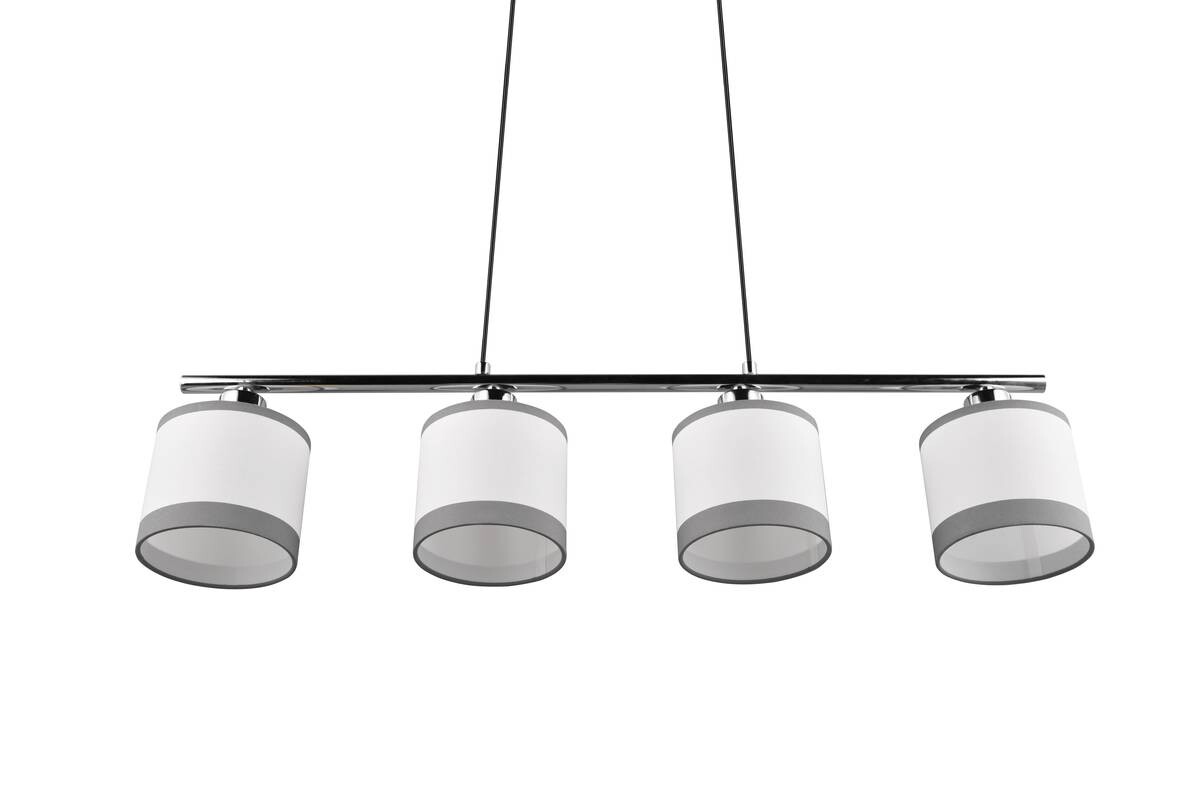 Reality Pendelleuchte R31554006 Davos Chrom weiß Metall Stoff B/H/T/D: ca. 75x150x12x12 cm E14 4 Brennstellen