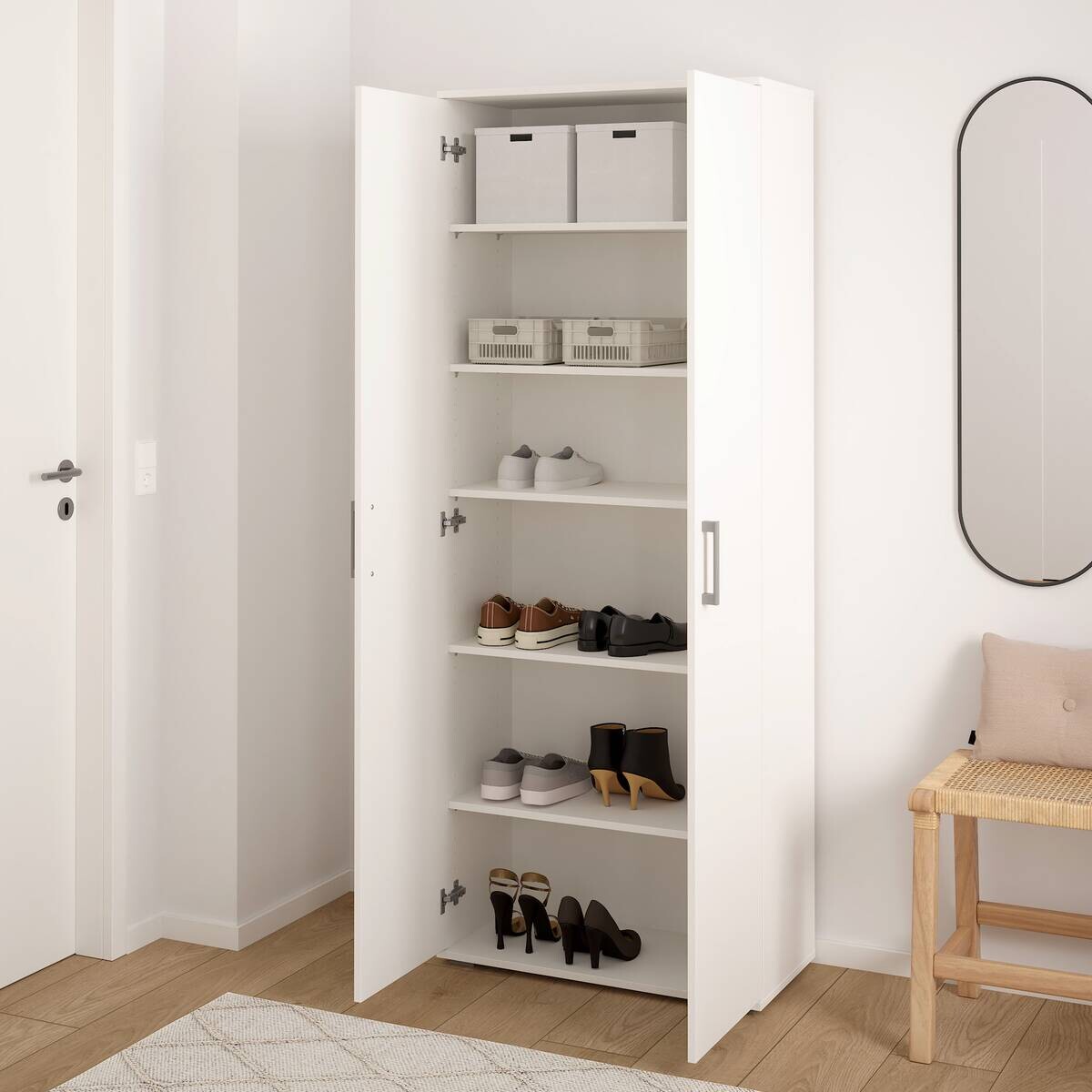Mehrzweckschrank Mara weiß B/H/T: ca. 70x179x33,5 cm