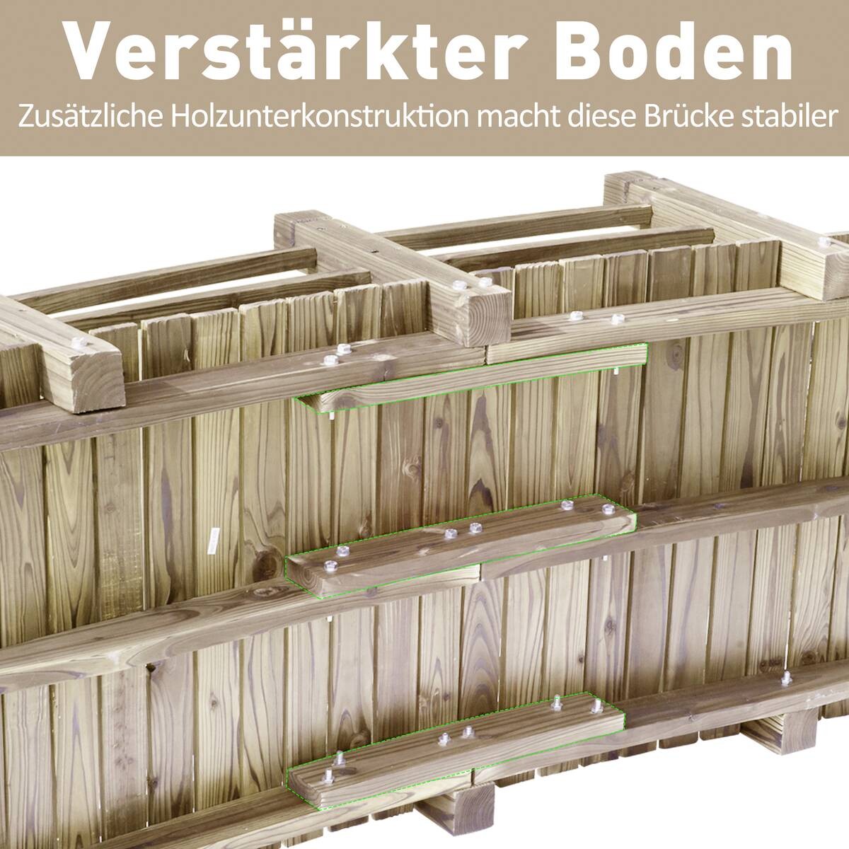 Outsunny Holzbrücke natur B/H/L: ca. 67x48x1525 cm ca. 181 kg