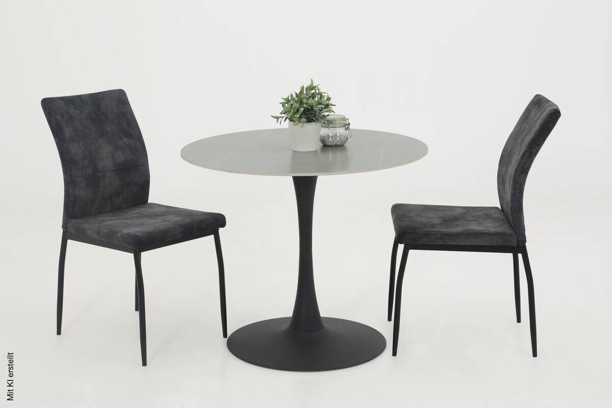 Esstisch Paola I Marmoroptik grau anthrazit H/D: ca. 75x90 cm