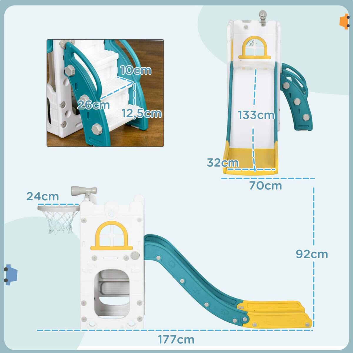 AIYAPLAY Kinderrutsche gelb B/H/L: ca. 177x92x70 cm