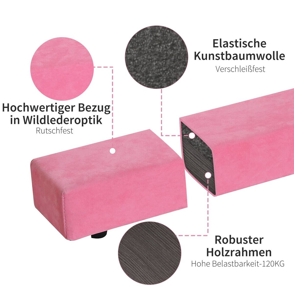 HOMCOM Fitness-Zubehör rosa Holz B/H/L: ca. 10x210x6,5 cm