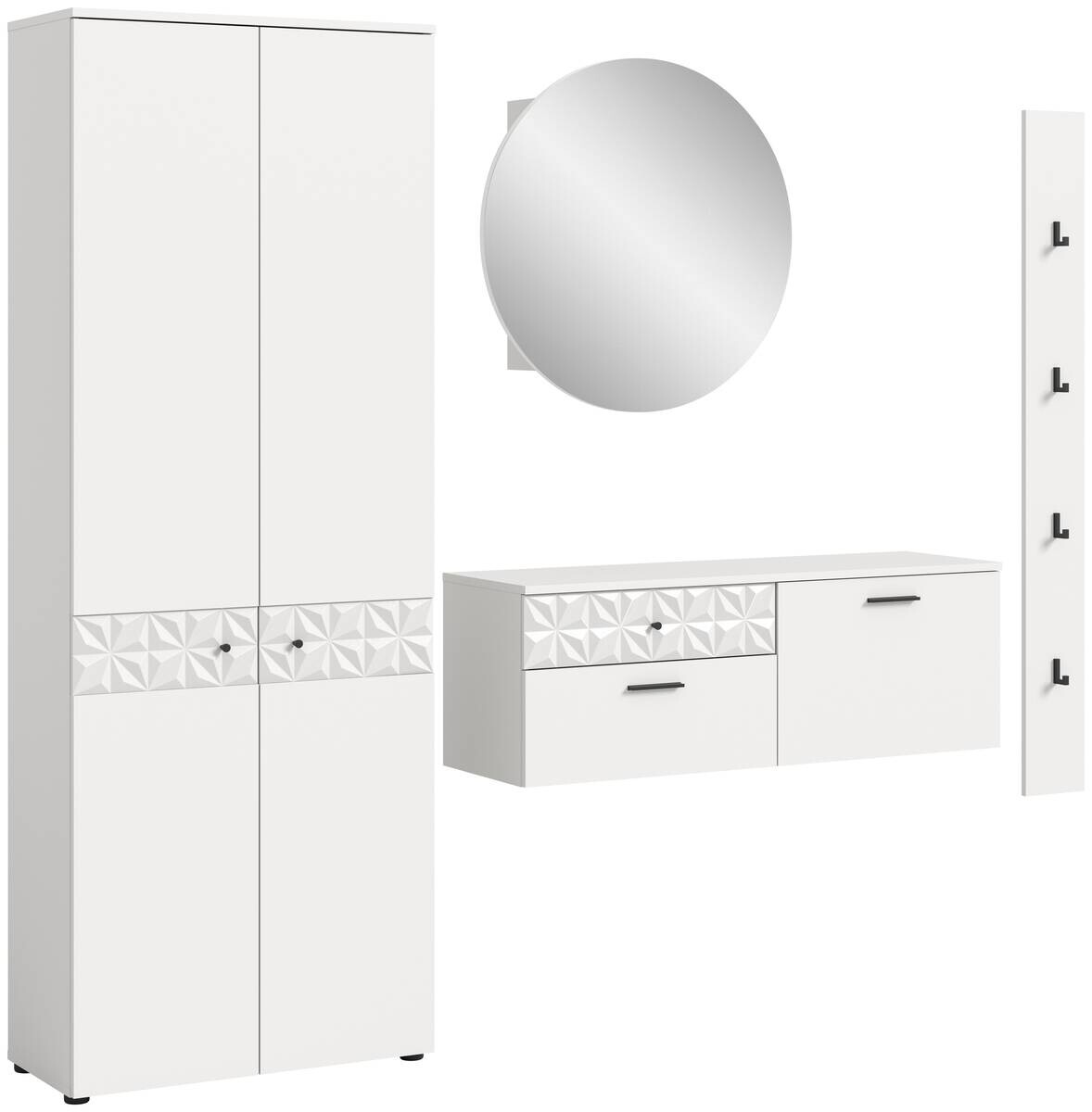 Garderobe Prisma weiß weiß Hochglanz B/H/T: ca. 226x192x34 cm