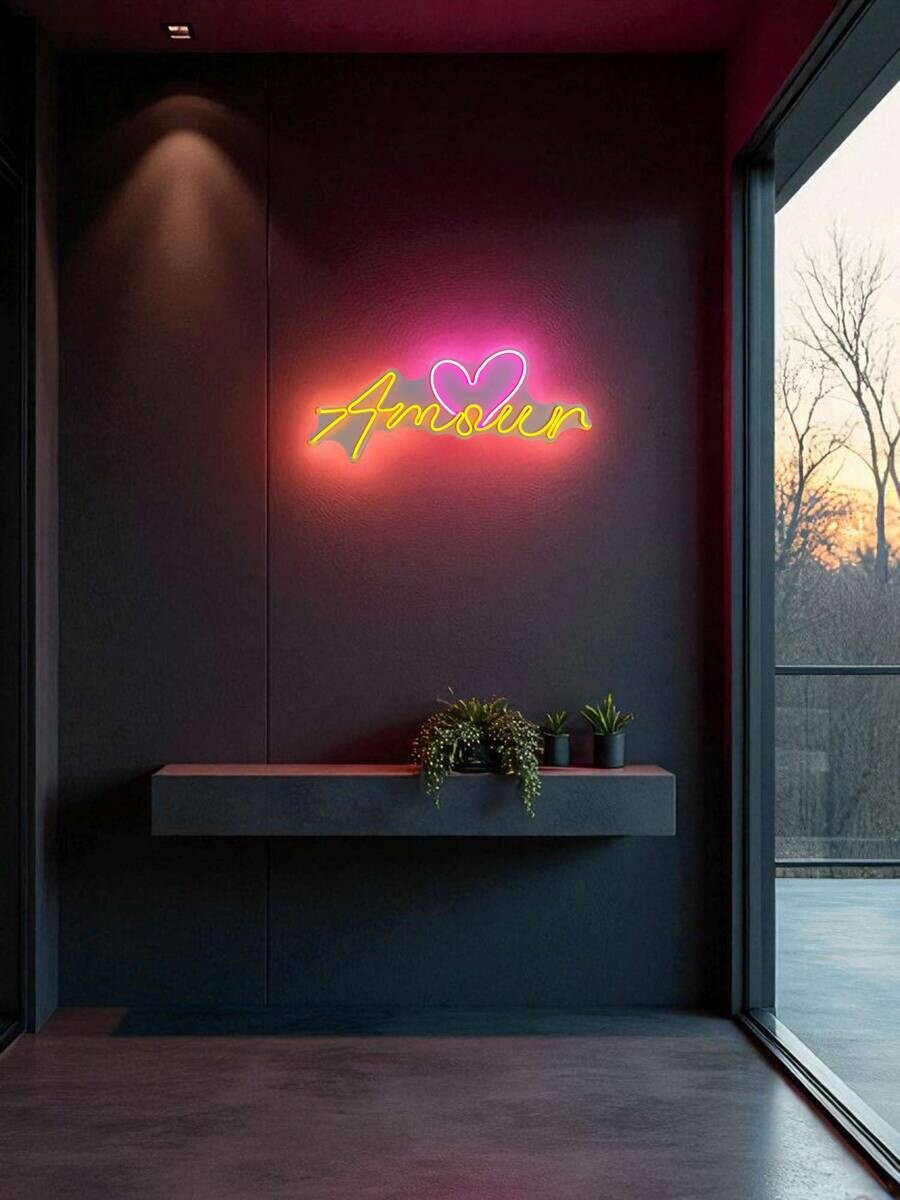 Opviq LED-Wandleuchte gelb rosa PVC B/H/T/L: ca. 59x25,5x2x59 cm