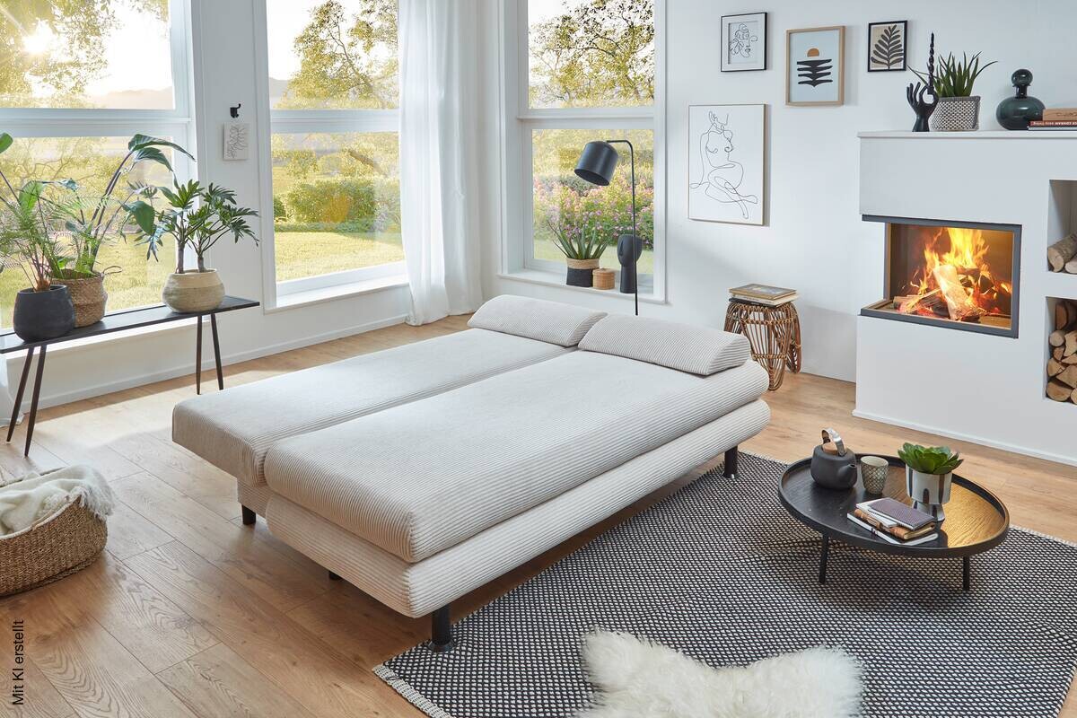 Schlafsofa Bern natur Microfaser B/H/T: ca. 190x93x92 cm