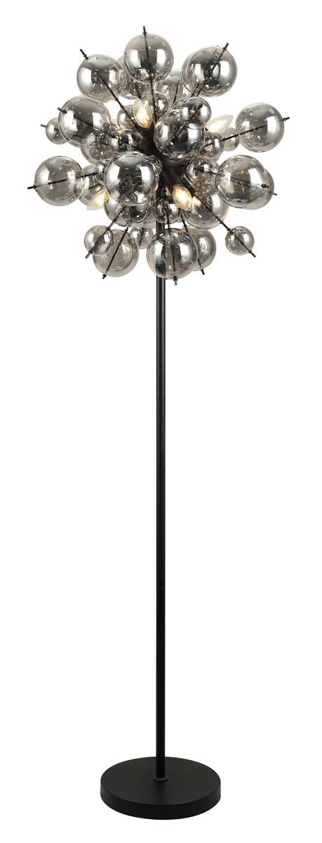 GLOBO Stehlampe mattschwarz Metall Glas H/D: ca. 155x55 cm 6 Brennstellen