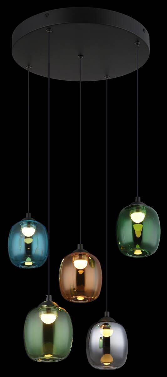 GLOBO LED-Pendelleuchte MINARA 31479508 schwarz bunt Metall Kunststoff Glas H/D: ca. 150x43 cm 1.0 Brennstellen