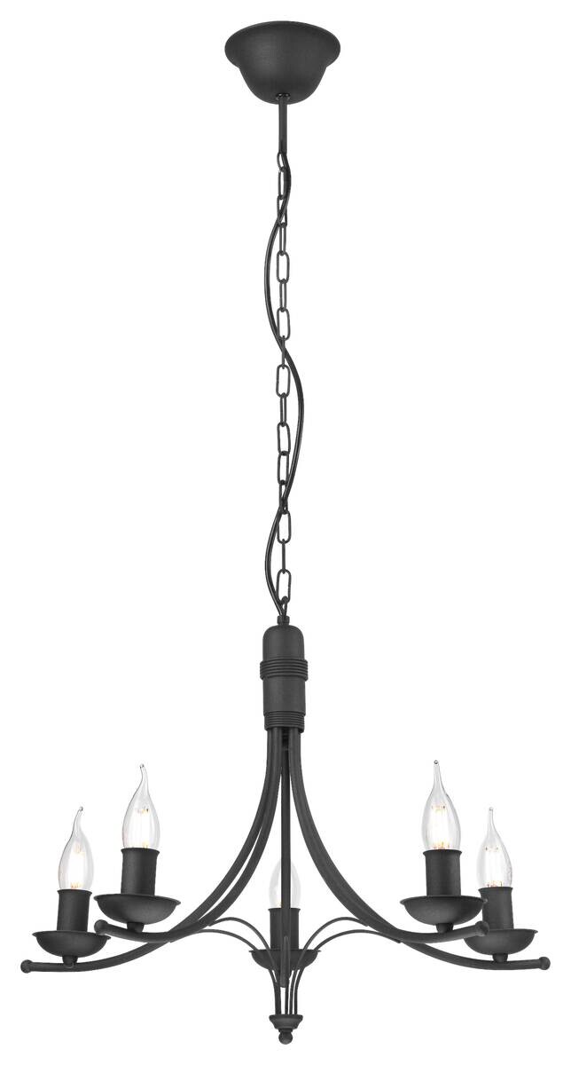 Lamkur Pendelleuchte LUCY 44101 schwarz Stahl H/L: ca. 100x58 cm E14 5 Brennstellen