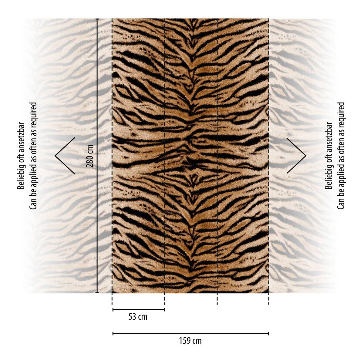 Livingwalls Fototapete Tigerstil braun schwarz B/L: ca. 280x159 cm