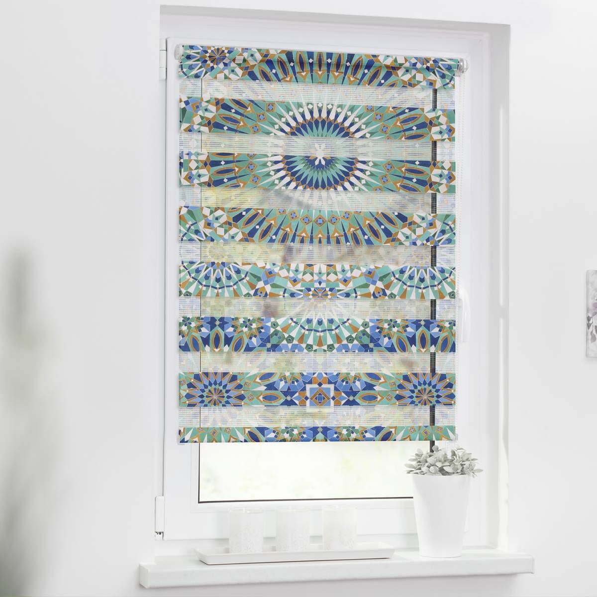 LICHTBLICK Doppelrollo Duo Orentalisches Muster blau B/T: ca. 90x150 cm