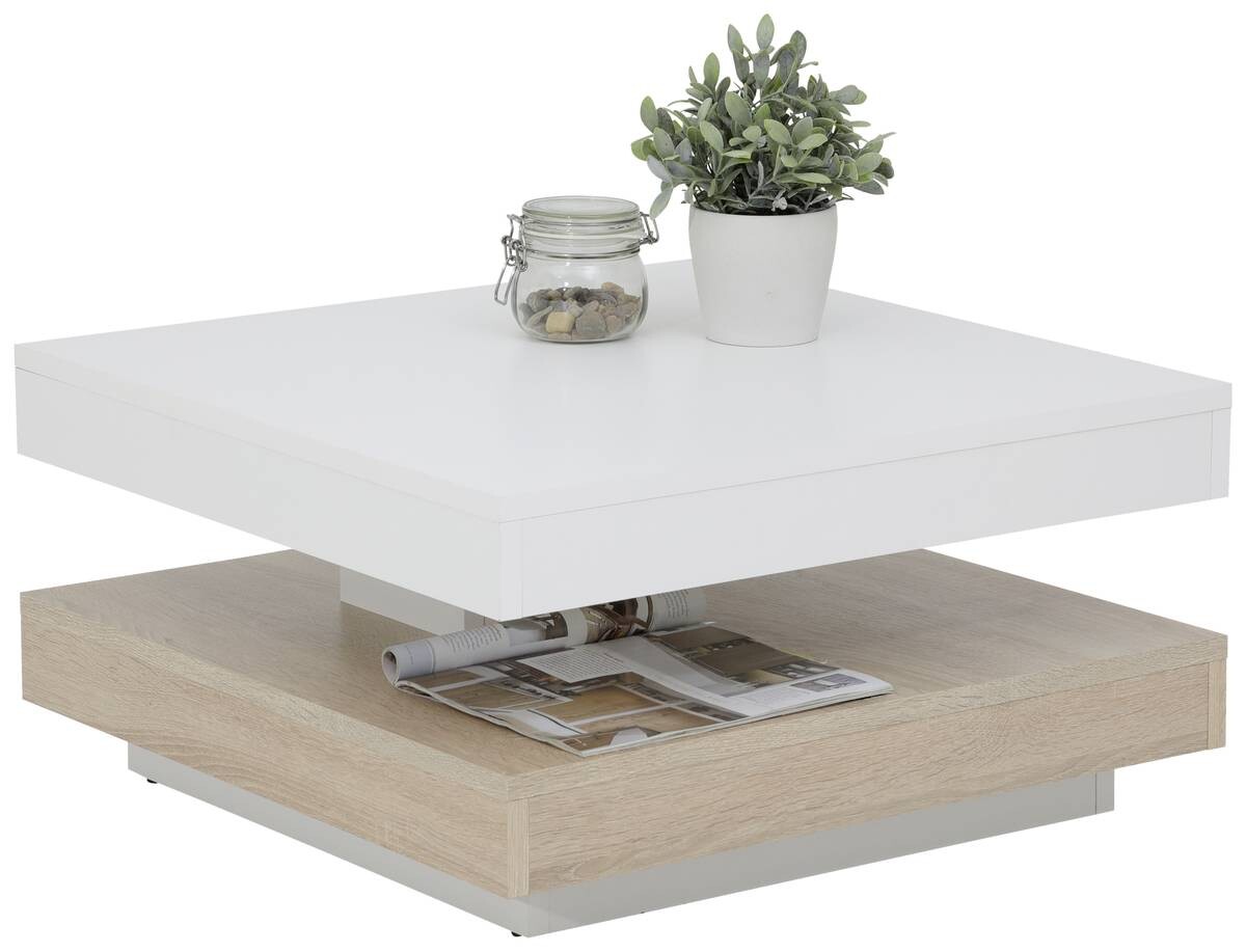 Hela Couchtisch ANDY weiß Eiche Sonoma Holzwerkstoff Holzwerkstoff B/H/T: ca. 67x35x67 cm