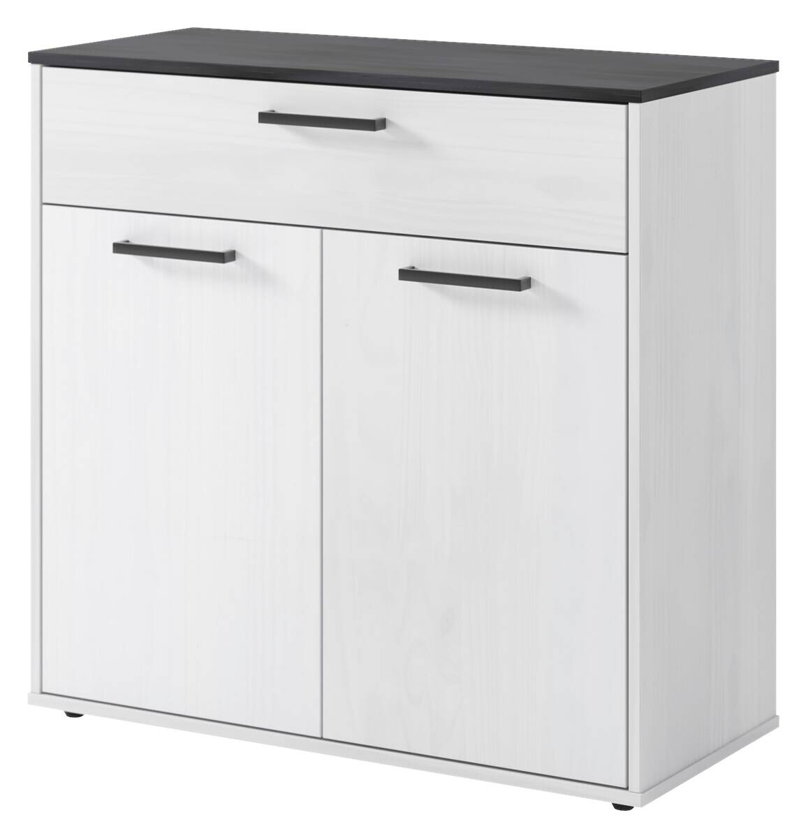 Kommode Smart 1 Massivholz kiefer weiß schwarz B/H/T: ca. 91x89x40 cm