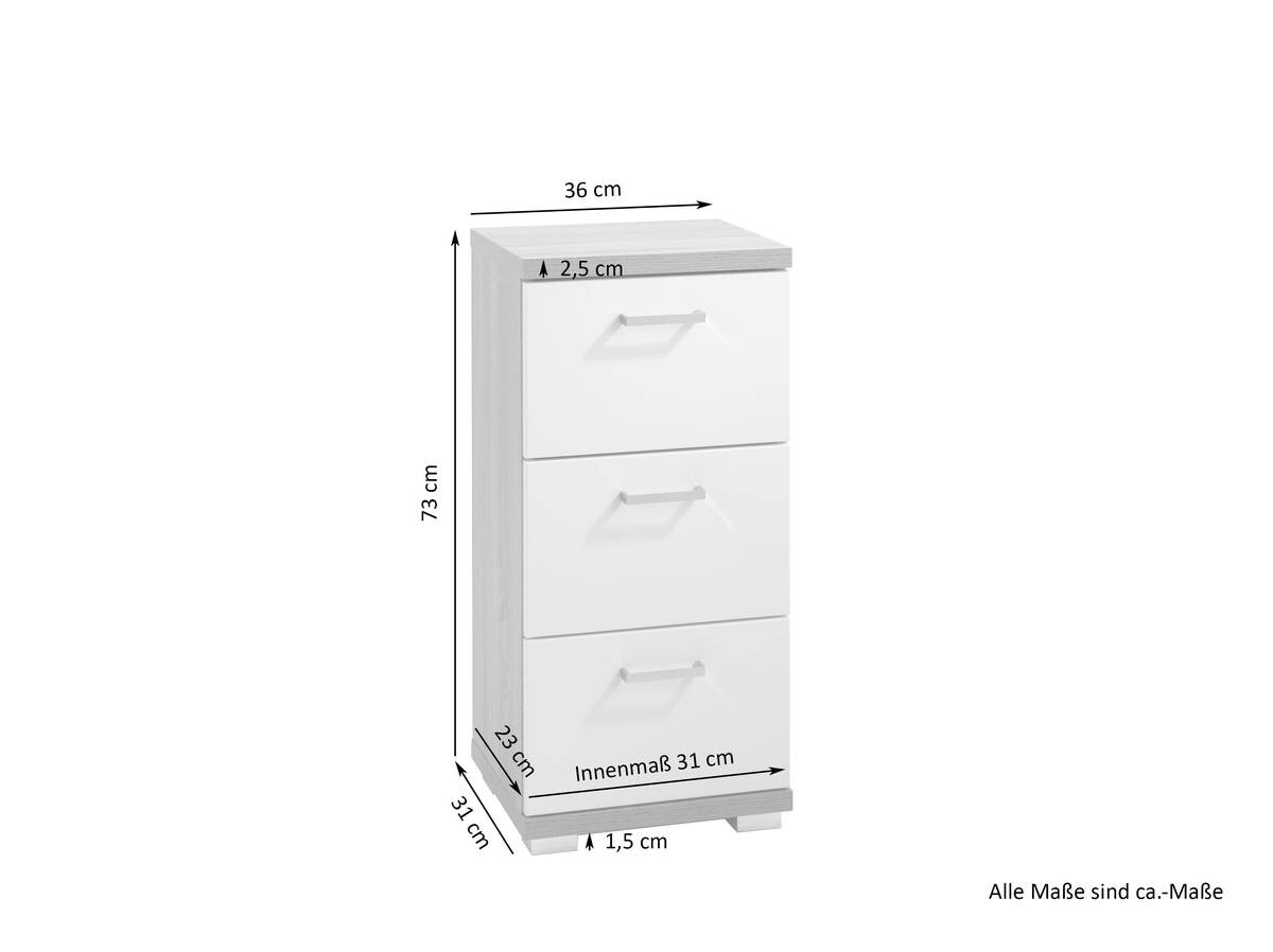 Schrank NEBRASKA anthrazit weiß Lack Hochglanz silber verchromt B/H/T: ca. 35,5x74x31,5 cm