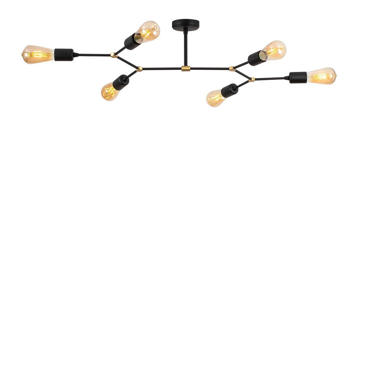 Opviq Deckenleuchte Sparrow schwarz Metall B/H/T/L/D: ca. 48x20x48x95x10 cm E27 6 Brennstellen