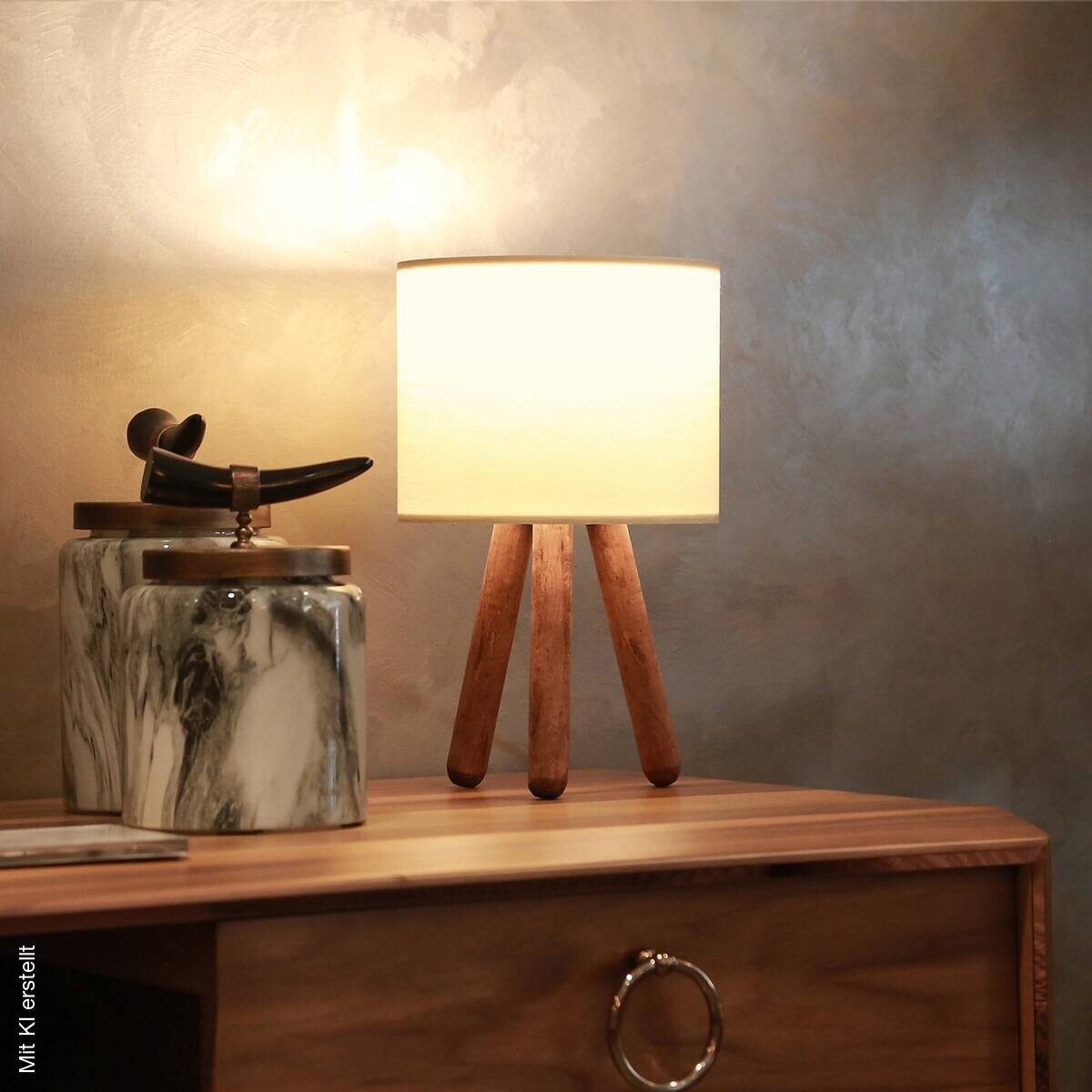 Opviq Tischleuchte AYD-2940 beige Stoff B/H/T/L/D: ca. 19x32x19x19x19 cm E27 1 Brennstellen