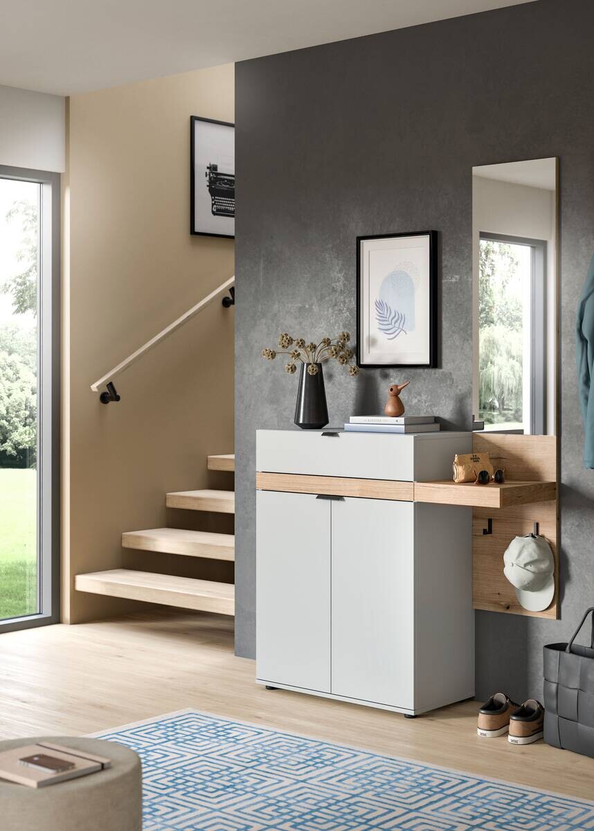 Garderobe Naro weiß Evoke Oak Nachbildung B/H/T: ca. 110x194x37 cm