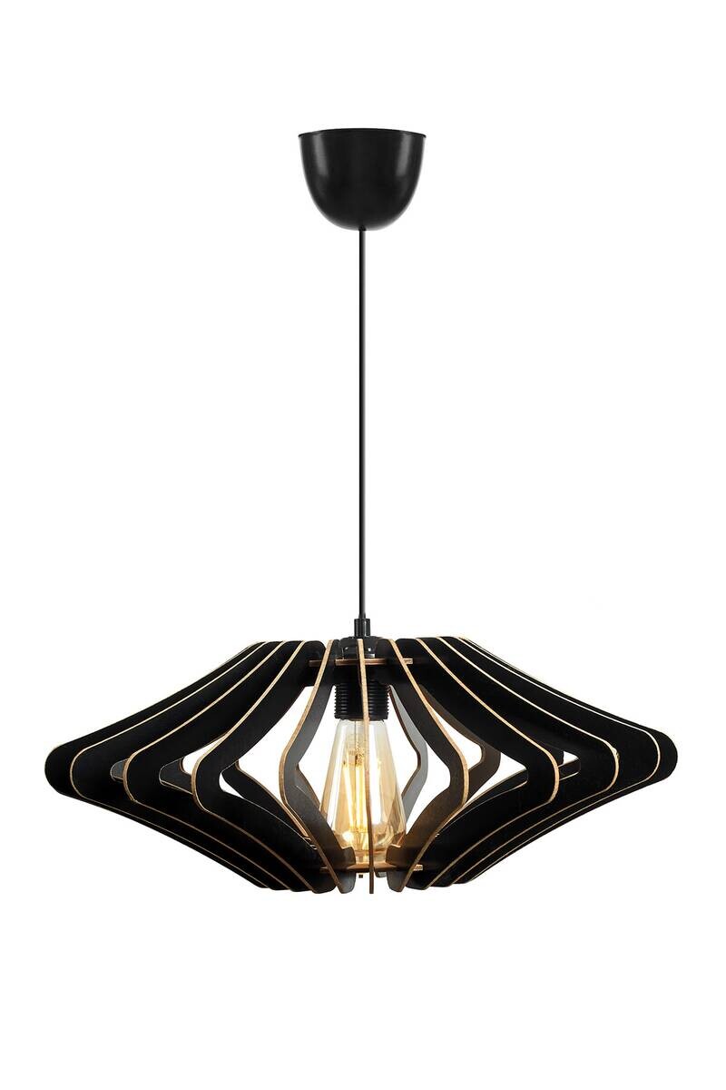 Opviq Pendelleuchte schwarz MDF B/H/T/L/D: ca. 47x55x47x47x47 cm E27 1 Brennstellen