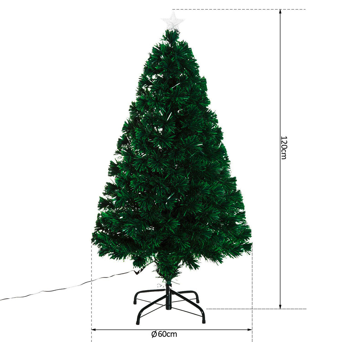 HOMCOM Weihnachtsbaum grün Metall H/D: ca. 120x60 cm