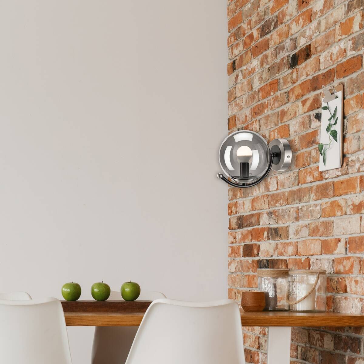 Lamkur Wandleuchte Chrom Stahl Glas B/H/L: ca. 20x14,5x20 cm E14 1 Brennstellen