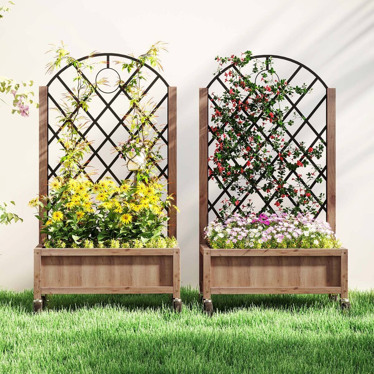 Outsunny Hochbeet 2er Set braun Holz B/H/L: ca. 25x97x52 cm