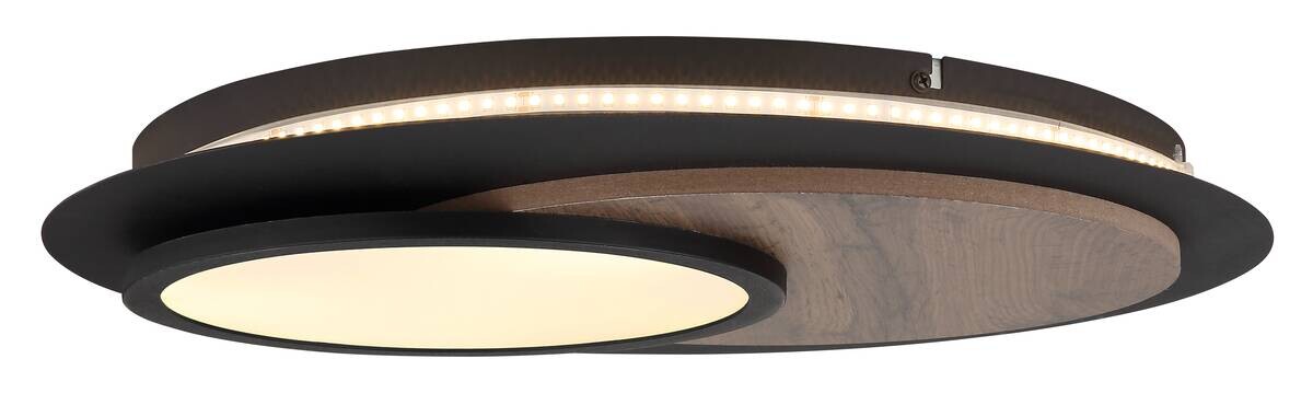 GLOBO Deckenleuchte mattschwarz Opal MDF Metall H/D: ca. 5,6x48 cm 1 Brennstellen