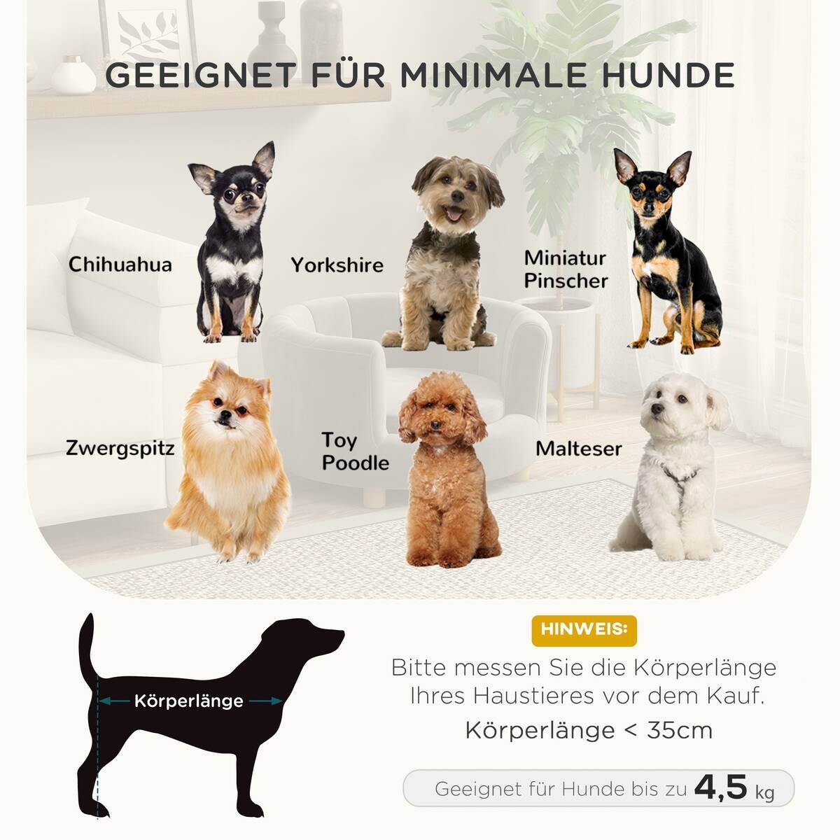 PawHut Hundesofa grau Polyester B/H/L: ca. 64x37x65 cm