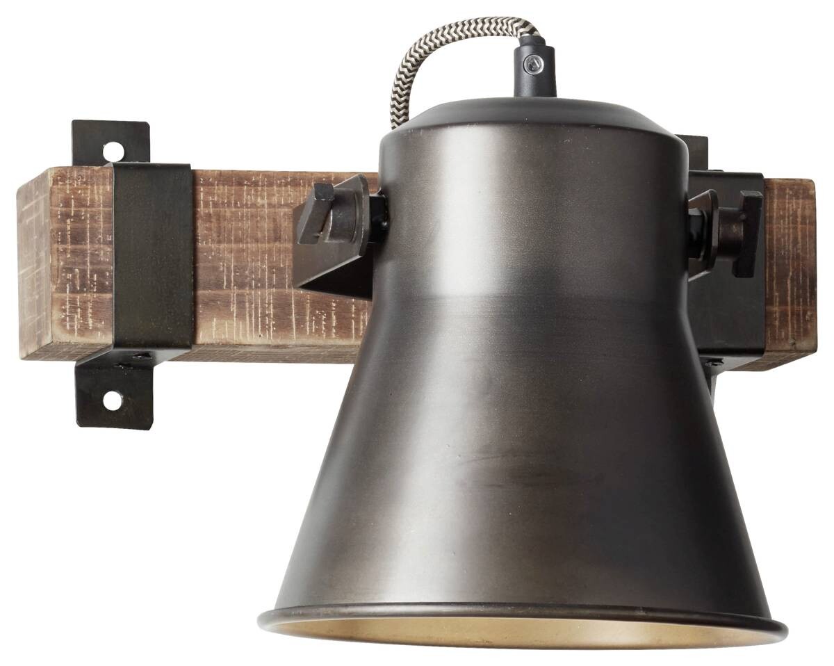 Brilliant Spot Plow schwarz braun Metall Holz B/H/T: ca. 17x24x25 cm E27 1 Brennstellen