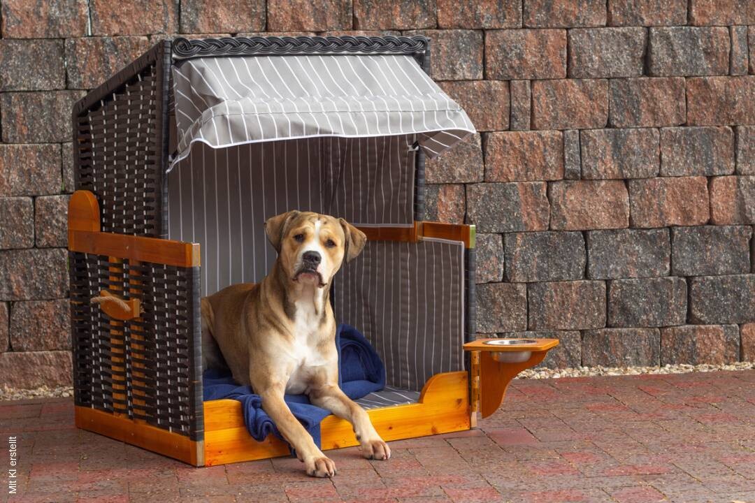 Hundestrandkorb braun Holz B/H/T: ca. 75x95x65 cm