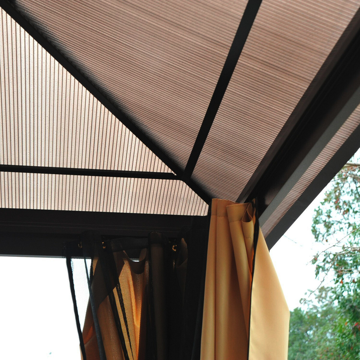 Outsunny Pavillon braun Aluminium B/H/L: ca. 360x265x420 cm