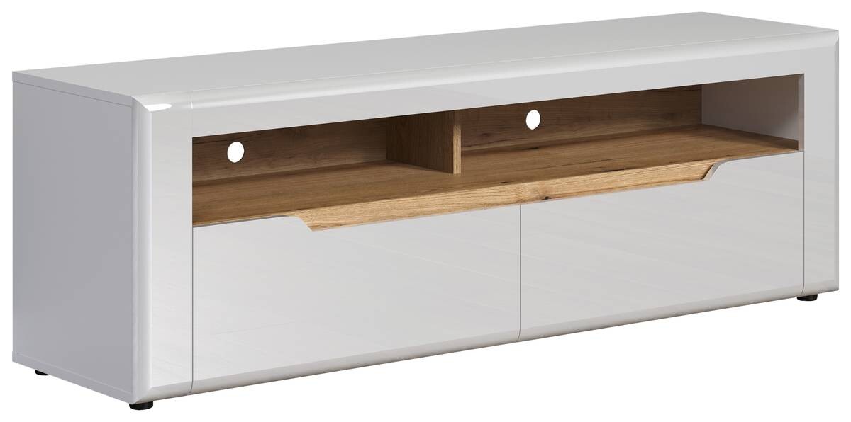 TV-Lowboard Marlon Eiche Evoke Coast Nachbildung weiß Hochglanz B/H/T: ca. 150x50x40 cm