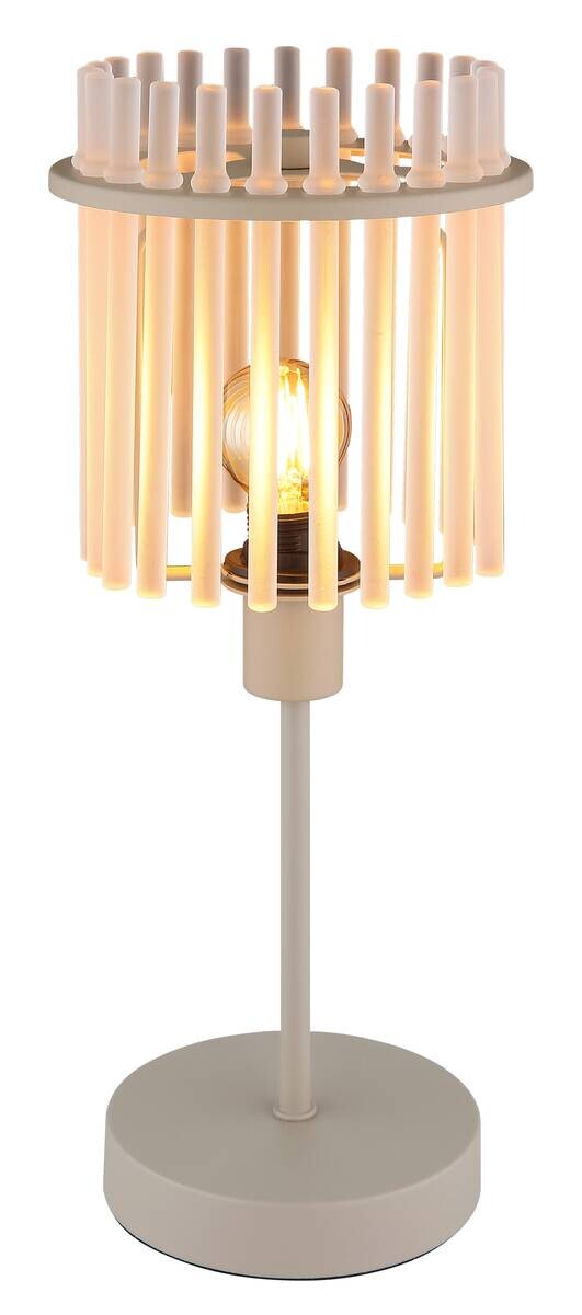 GLOBO Tischleuchte sand Metall Glas H/D: ca. 37,5x15 cm E14 1 Brennstellen