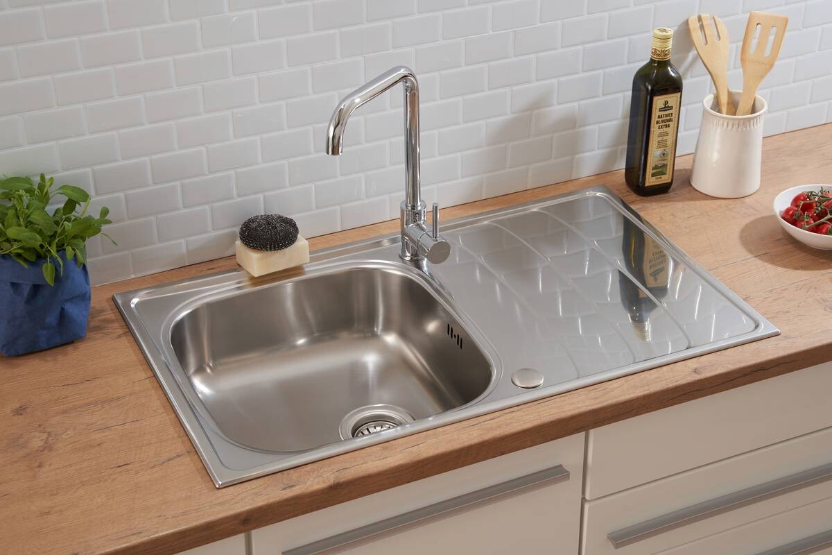 Respekta Einbauspüle Miami 86 x 50 Edelstahl B/H/T: ca. 86x19x50 cm