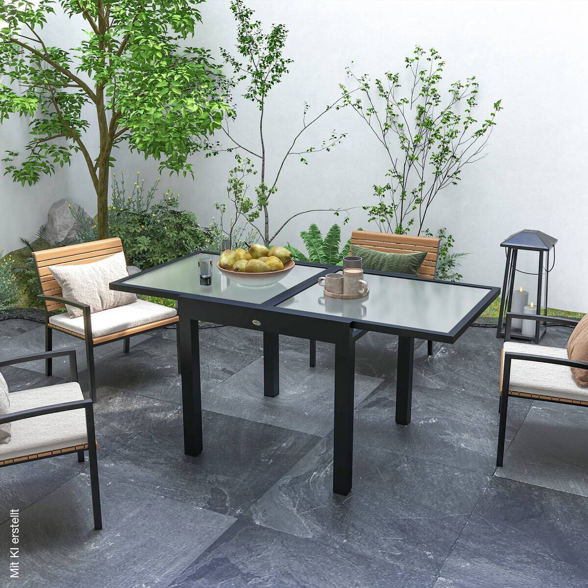 Outsunny Gartentisch schwarz Aluminium B/H/L: ca. 80x75x160 cm
