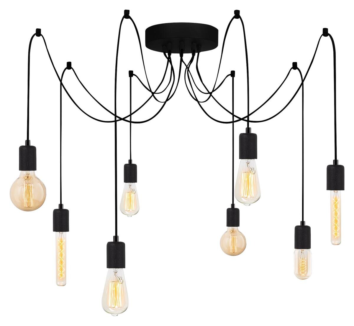 Opviq Pendelleuchte Kabluni schwarz Metall B/H/T/L/D: ca. 156x102x156x156x156 cm E27 8 Brennstellen