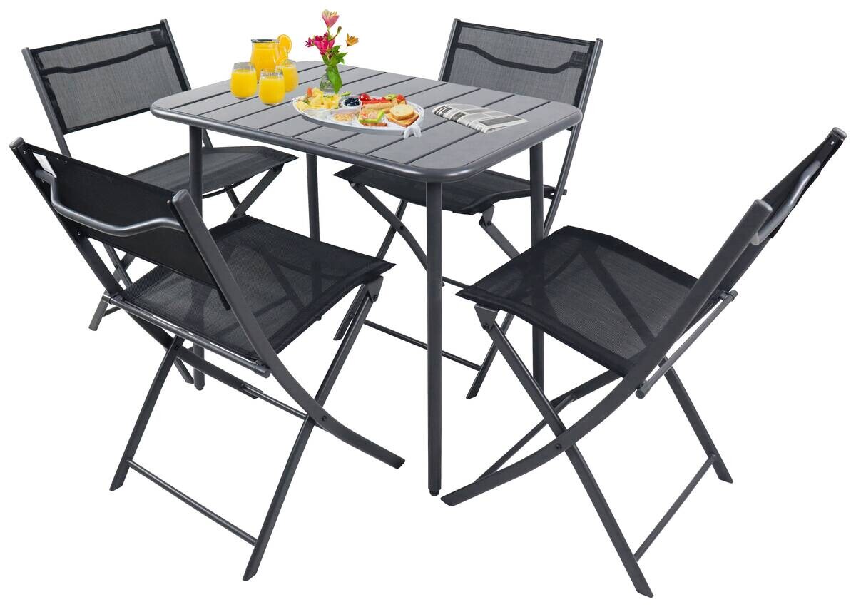 VCM Gartensitzgruppe Sumila schwarz Textilene B/H/L: ca. 80x72x55 cm